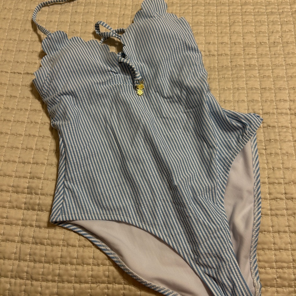 Jessica Simpson Blue and White Swimsuit